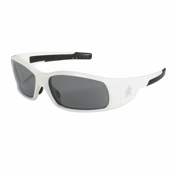 Mcr Safety Glasses, Swagger SR1 White Frame, Gray UV-AF, 12PK SR122AF